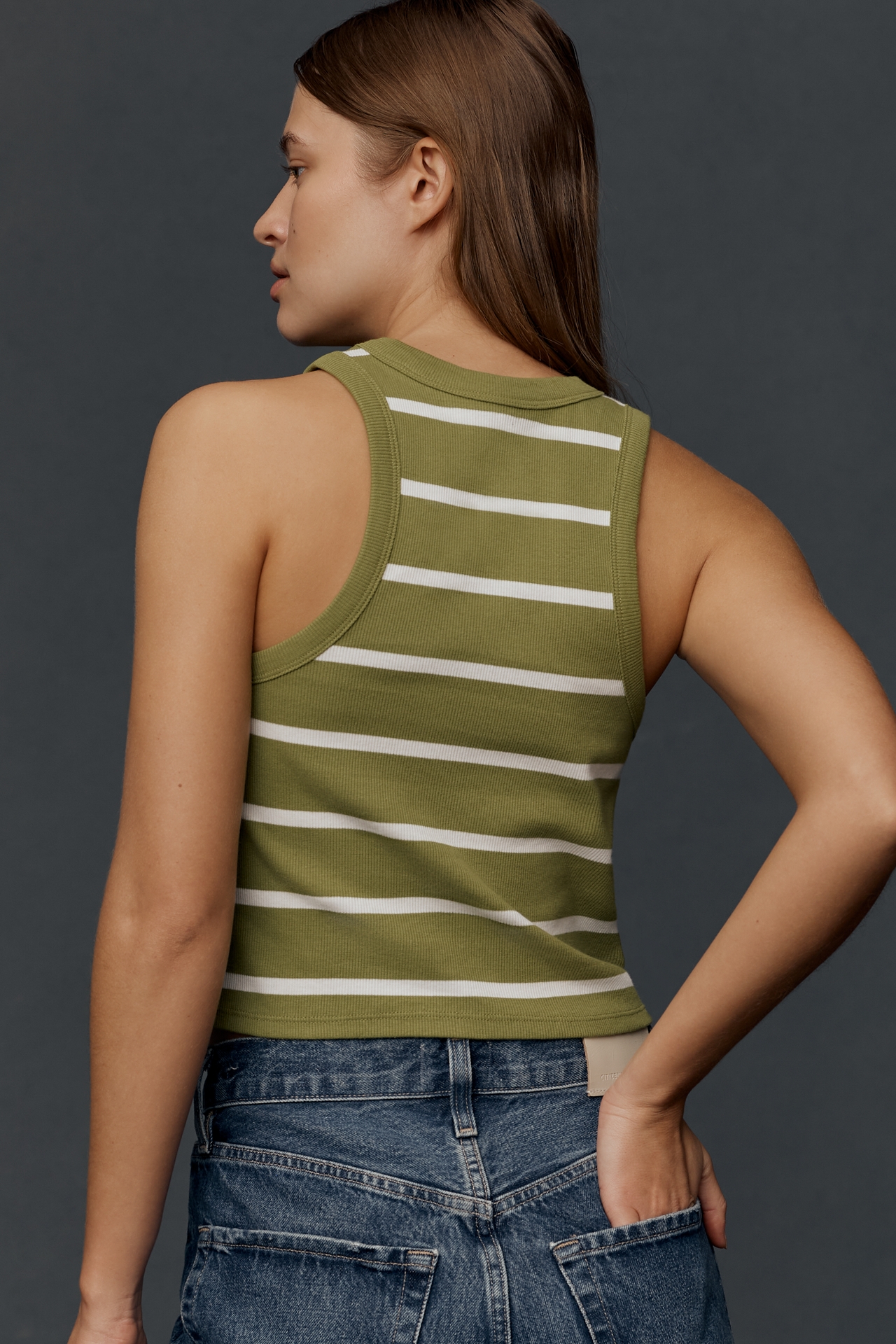 The Blair Stretch Cotton Crop Racerback Tank Top