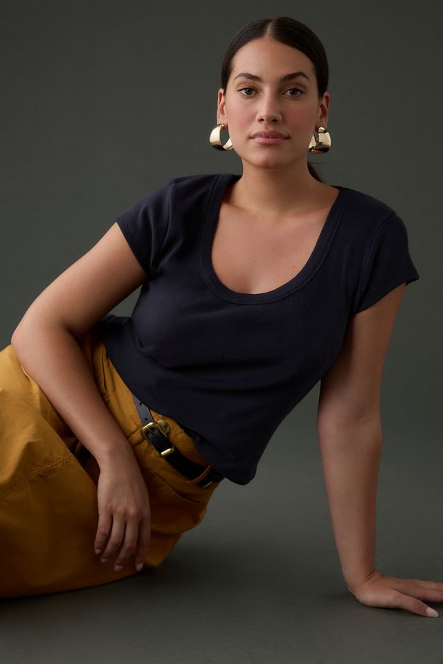 Pilcro Slim Scoop-Neck Tee #4