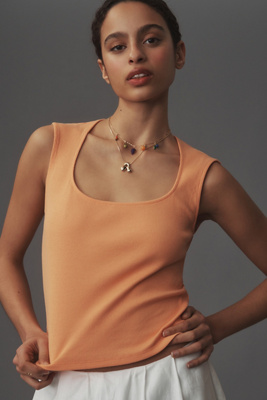 Maeve Square-neck Tank Top In Orange