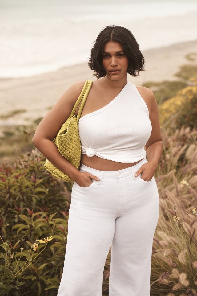 YOURS Plus Size White Ribbed Crop Top