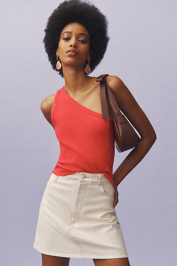 Shop Pilcro The Zeda Ribbed One-shoulder Top By  In Orange