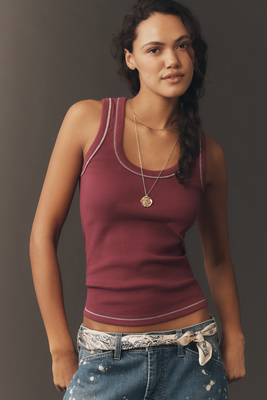 Pilcro The Sunny Scoop-neck Tank Top By  In Red