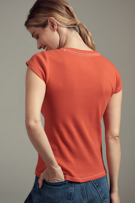 PILCRO THE SUNNY SHORT SLEEVE SCOOP-NECK TEE BY PILCRO 