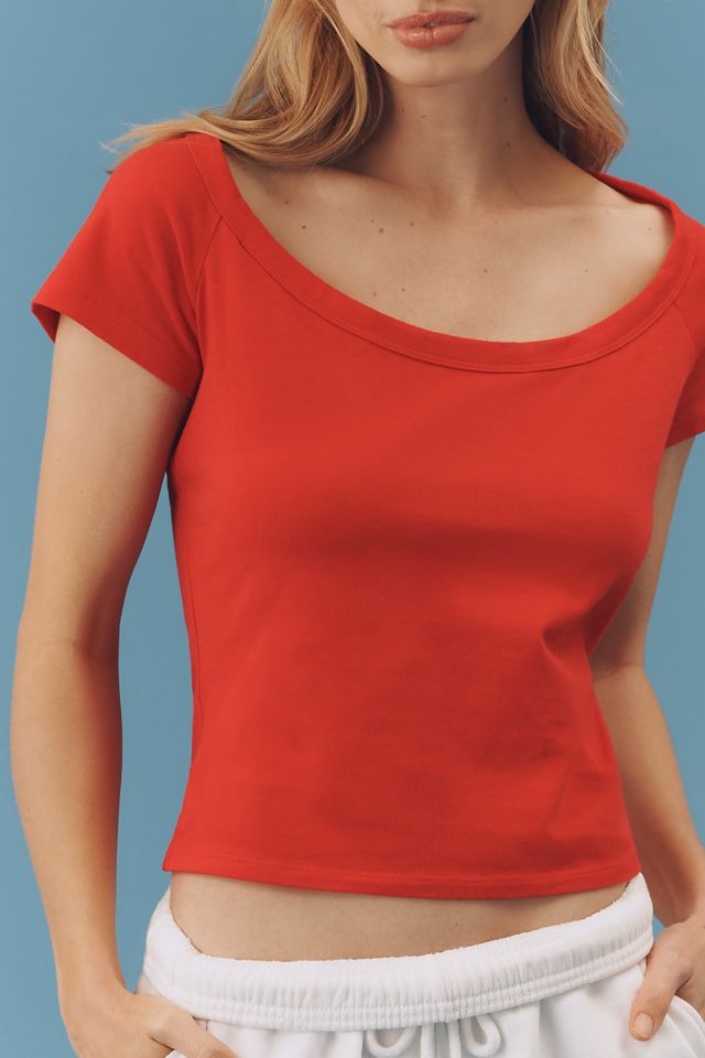 Maeve Scoop-Neck Ribbed T-Shirt #3