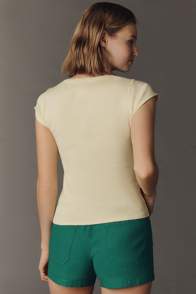 Maeve Cotton Blend Cap-Sleeve Tee #3