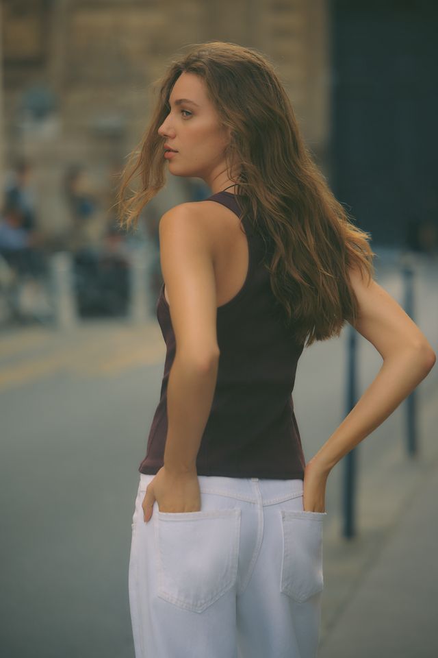 By Anthropologie 100% Cotton Corset Racer Tank #4
