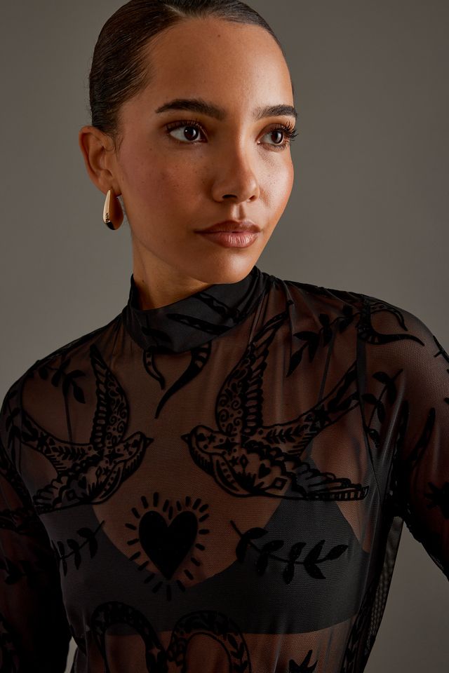 Never Fully Dressed Black Swallow Romance Bodysuit #3