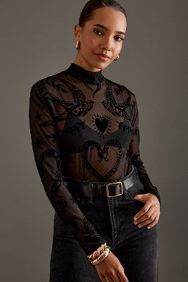 Shop Never Fully Dressed Black Swallow Romance Bodysuit