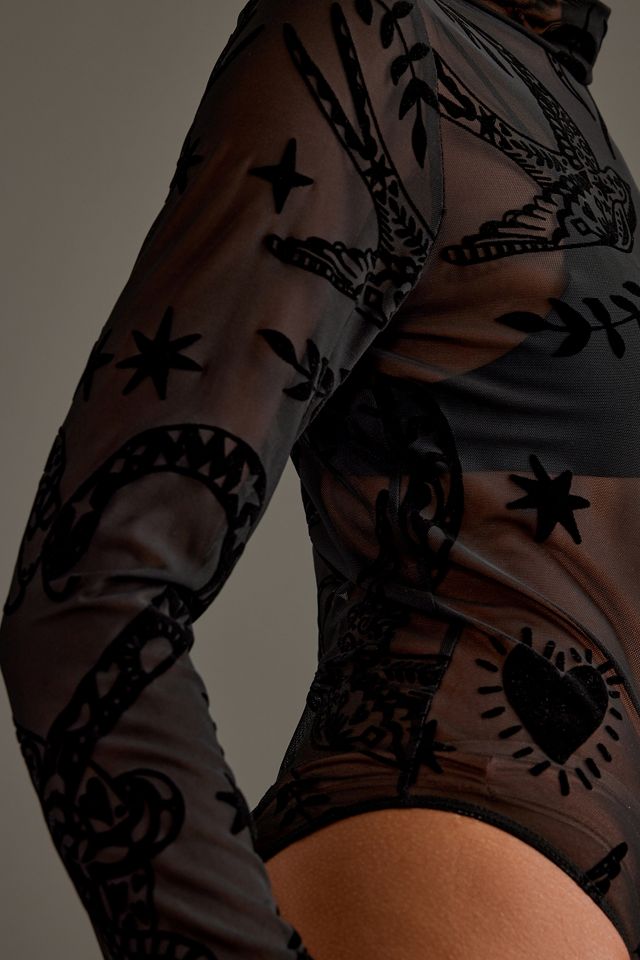 Never Fully Dressed Black Swallow Romance Bodysuit #1