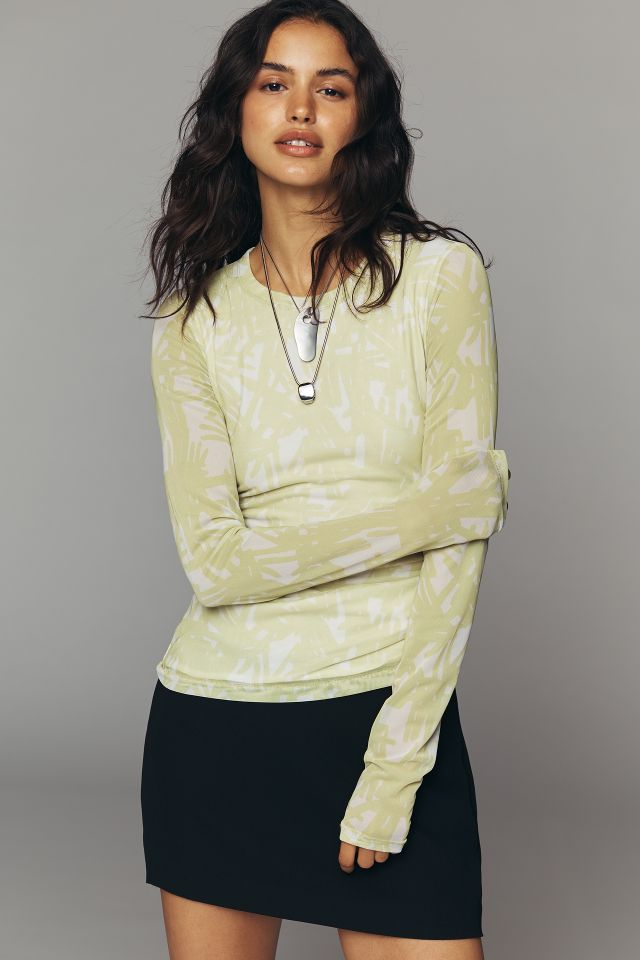 rag & bone Yana Long-Sleeve Mesh Top