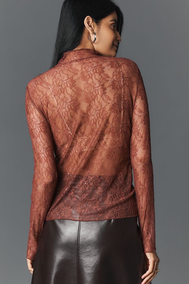 Cuello Alto de Encaje Transparente de By Anthropologie #1