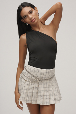 By Anthropologie One-shoulder Fitted Top In Black