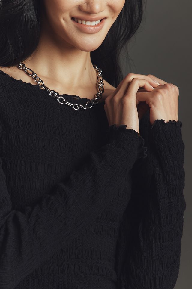 Maeve Textured Long-Sleeve Top #1