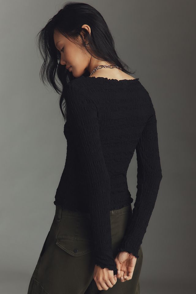 Maeve Textured Long-Sleeve Top #2