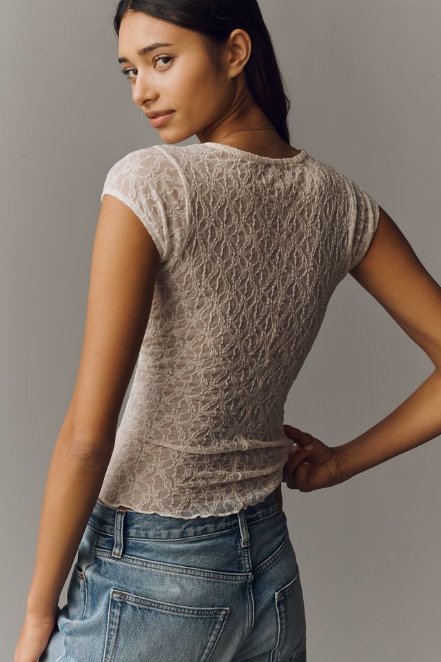 Haut en dentelle transparente By Anthropologie #1