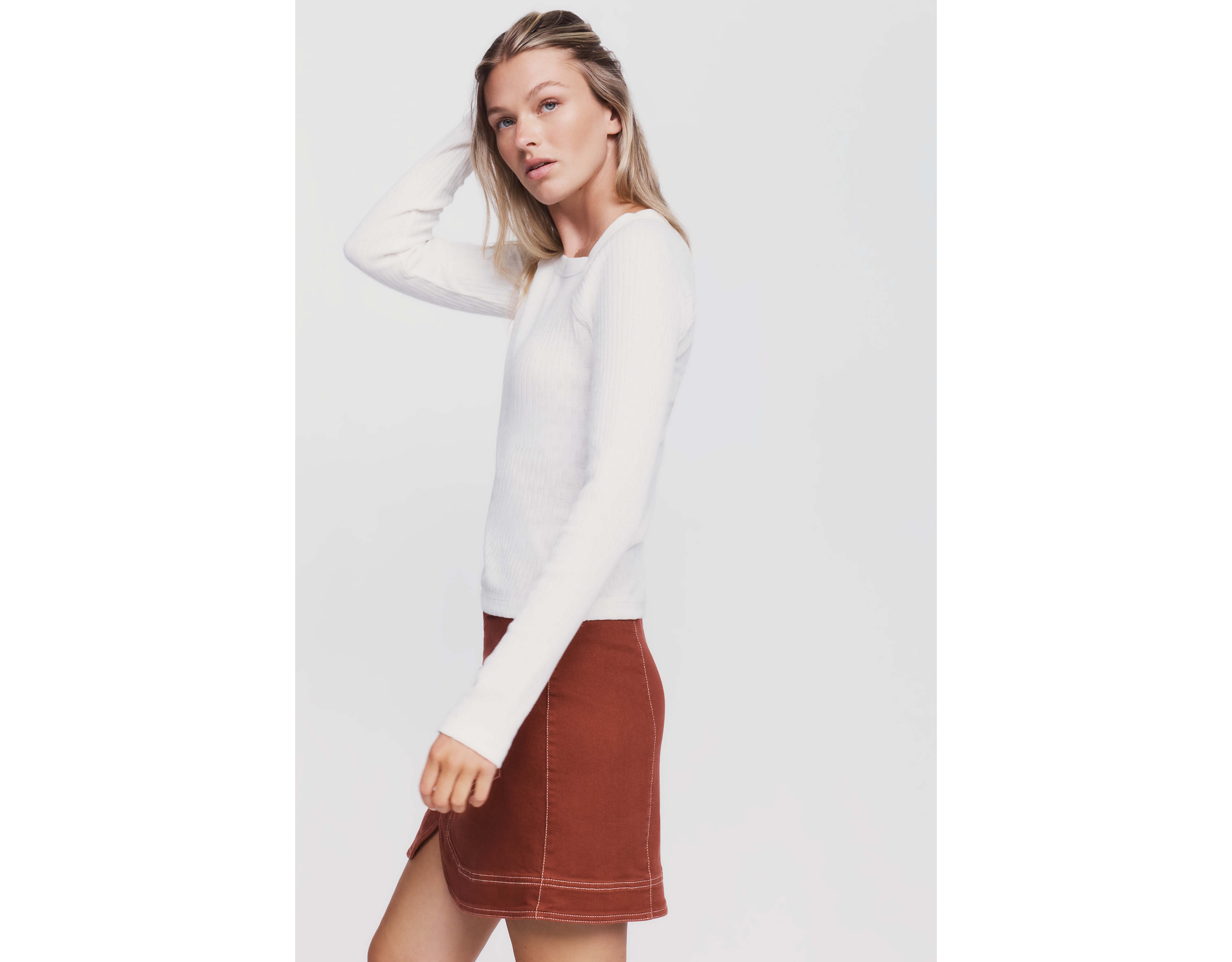 Pilcro Square Neck Long Sleeve Top
