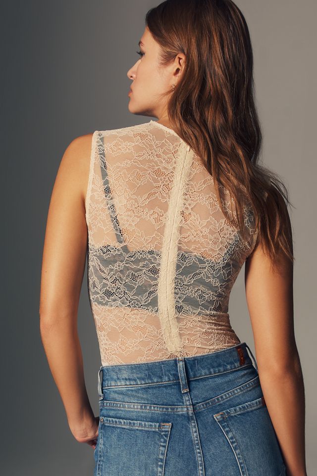 Elodie Artis Sheer Lace Sleeveless Bodysuit #2