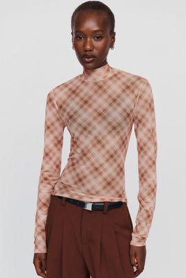 Elodie Bourbon Mesh Turtleneck Top