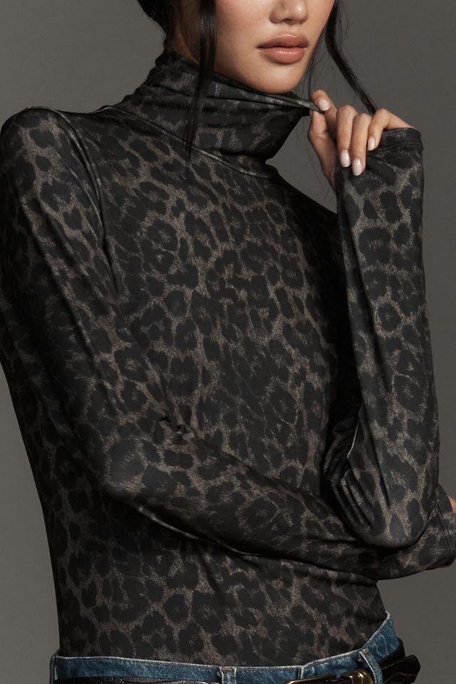 Essentiel Antwerp Long-Sleeve Leopard Turtleneck Top #2