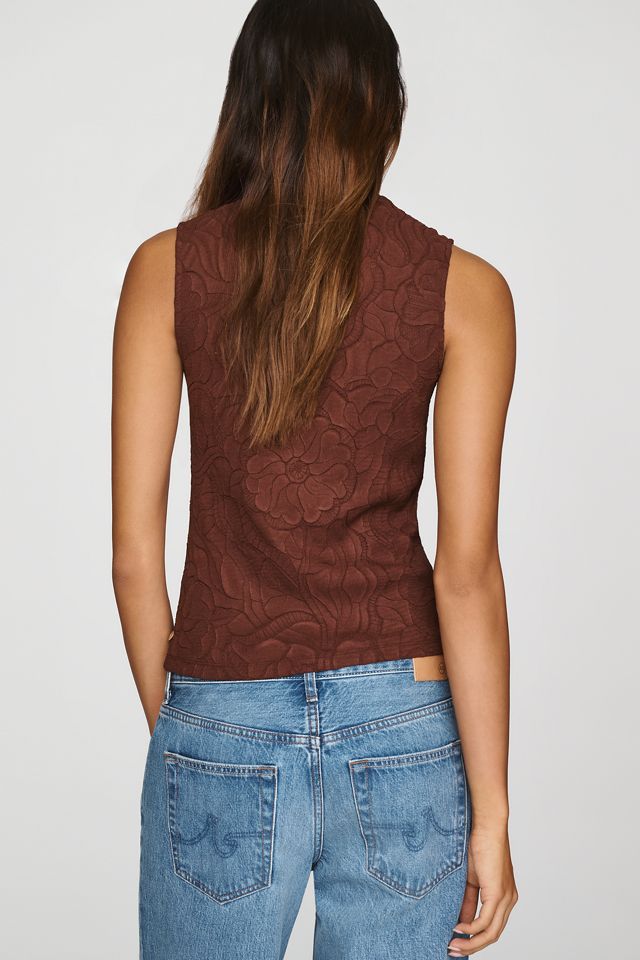 Scotch & Soda Embossed Pleated Mock-Neck Tank #3