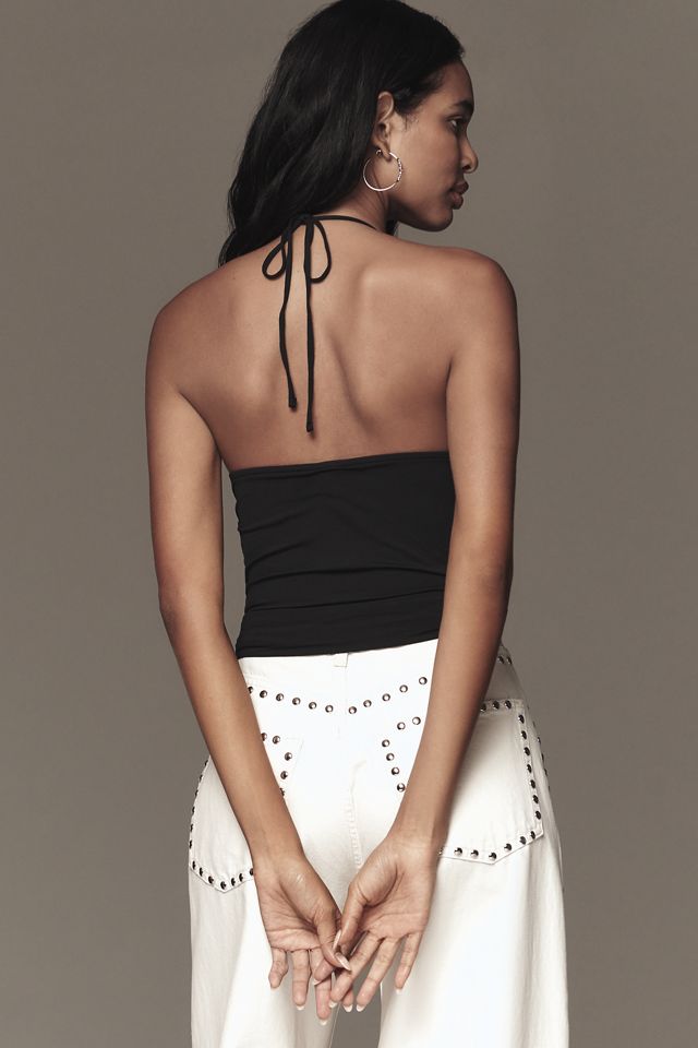 Maeve Ruched Halter Tank Top #1