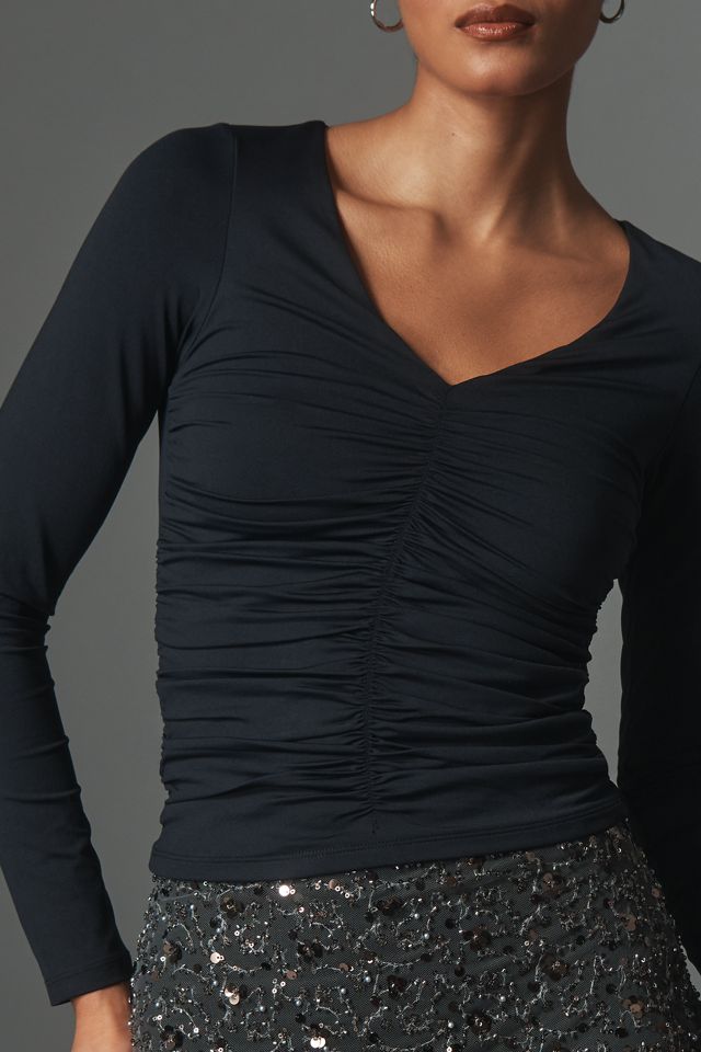 By Anthropologie Long-Sleeve Ruched Top #3