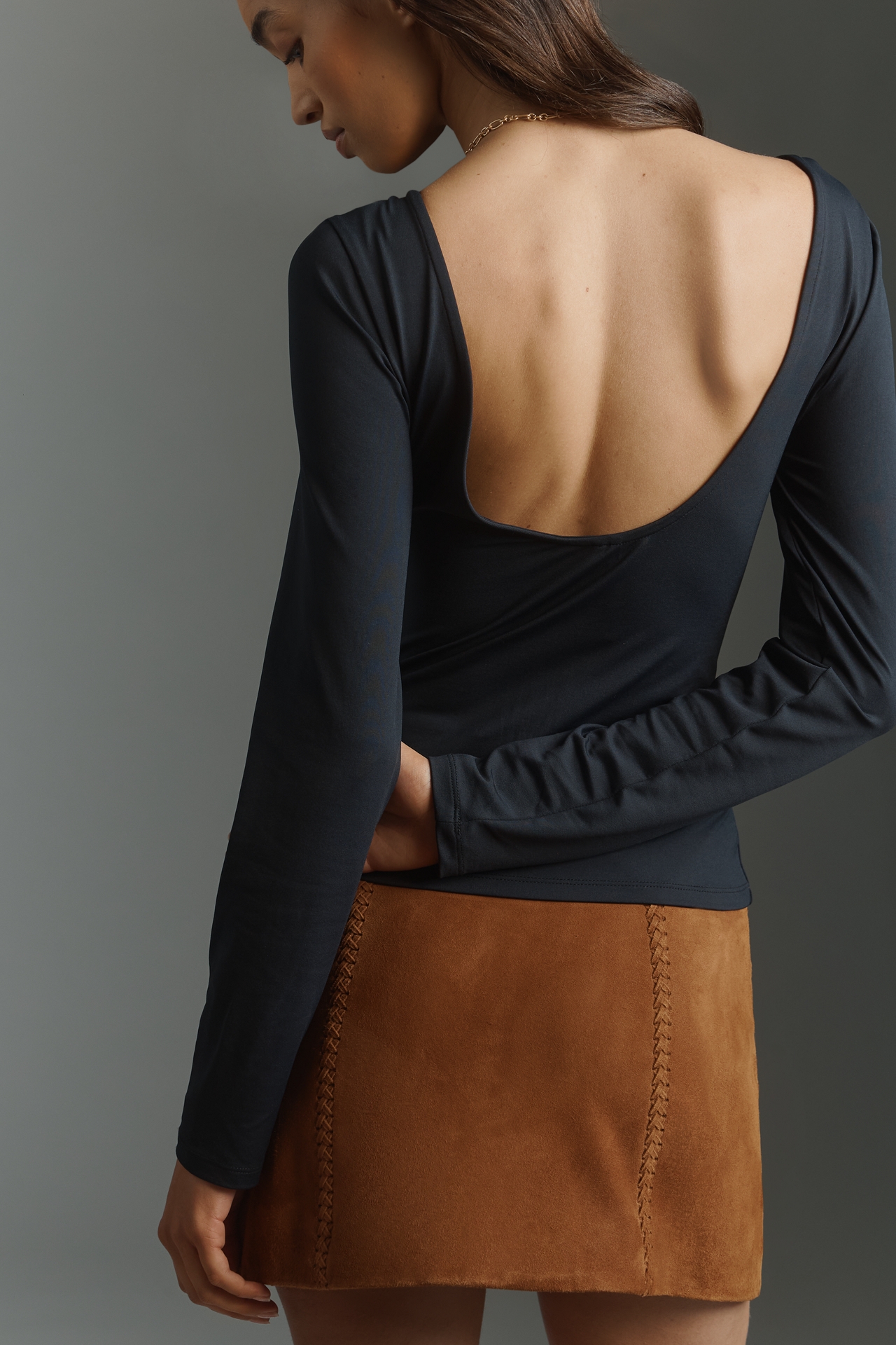 By Anthropologie Scooped-Back Long-Sleeve Top