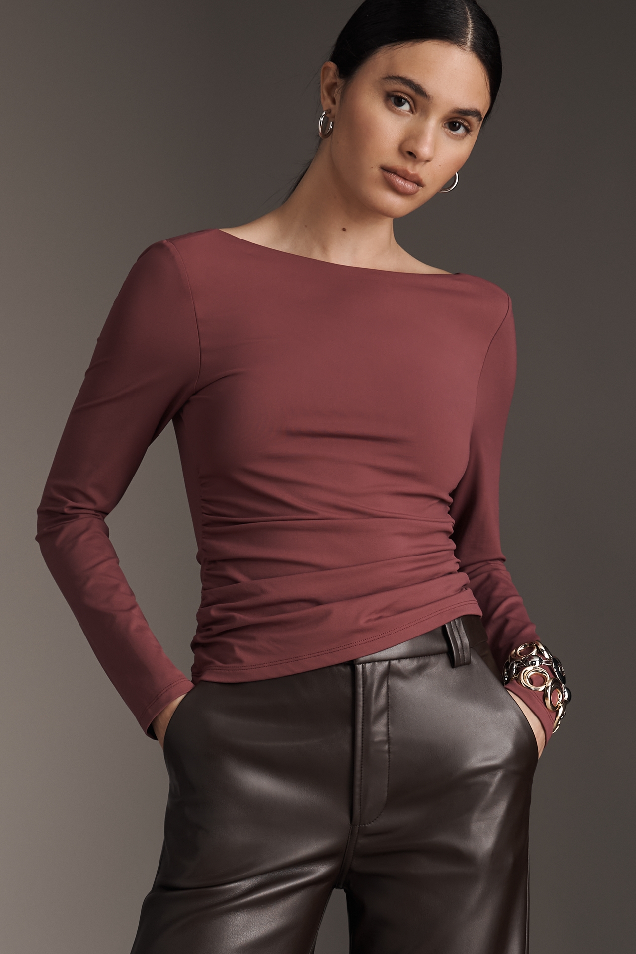 By Anthropologie Scooped-Back Long-Sleeve Top