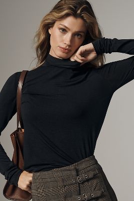 Shop Paper Label Anida Roll-neck Long-sleeve Top In Black