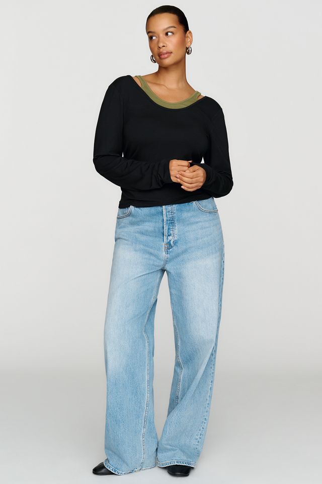 By Anthropologie 100% Cotton Layered Long Sleeve Tee #1