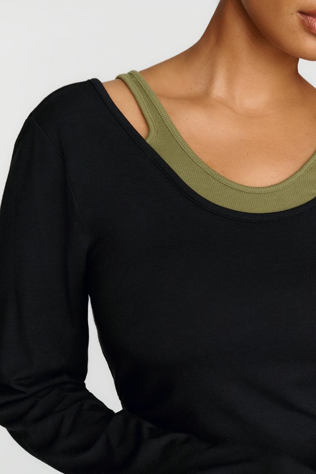 By Anthropologie 100% Cotton Layered Long Sleeve Tee #2
