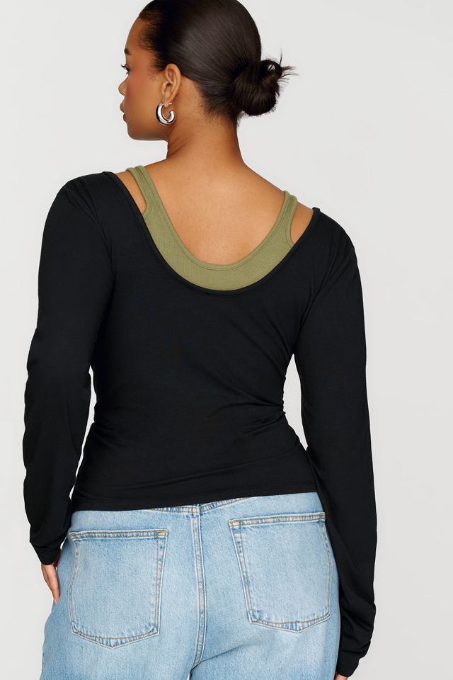 By Anthropologie 100% Cotton Layered Long Sleeve Tee #3
