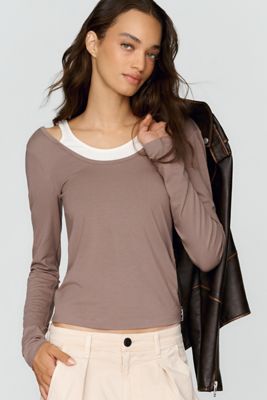By Anthropologie 100% Cotton Layered Long Sleeve Tee