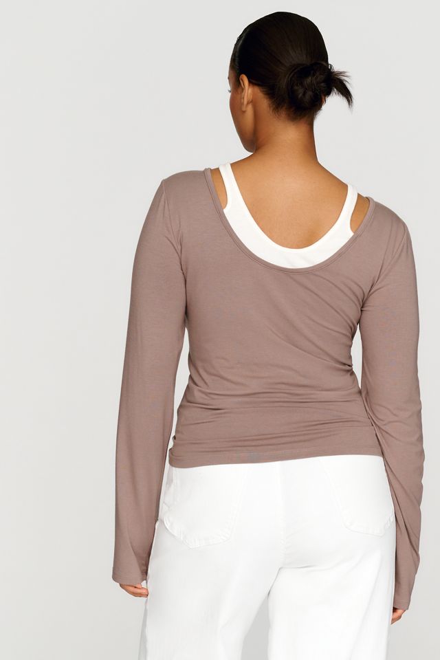 By Anthropologie 100% Cotton Layered Long Sleeve Tee #7