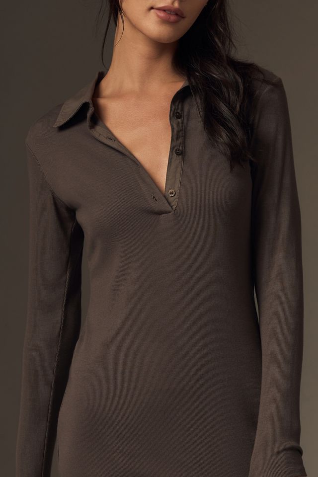 Stateside Long-Sleeve Polo Midi Dress #1