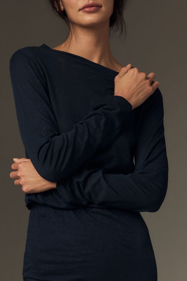 Stateside Long-Sleeve Drape-Neck Midi Dress #1