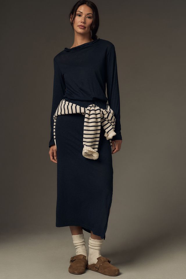 Stateside Long-Sleeve Drape-Neck Midi Dress #2