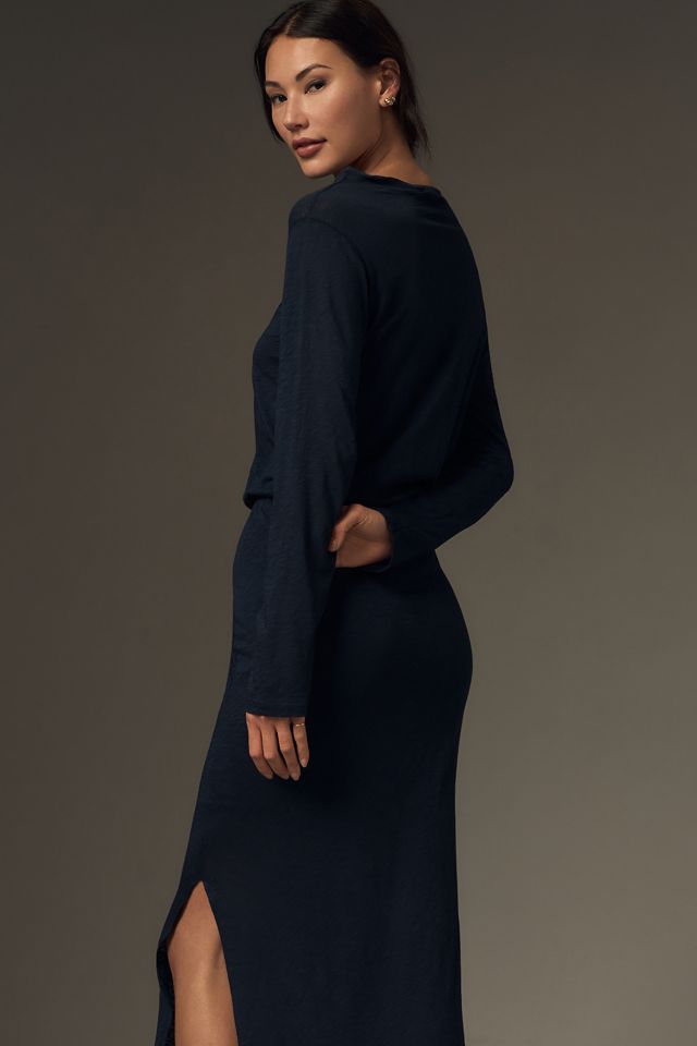 Stateside Long-Sleeve Drape-Neck Midi Dress #3