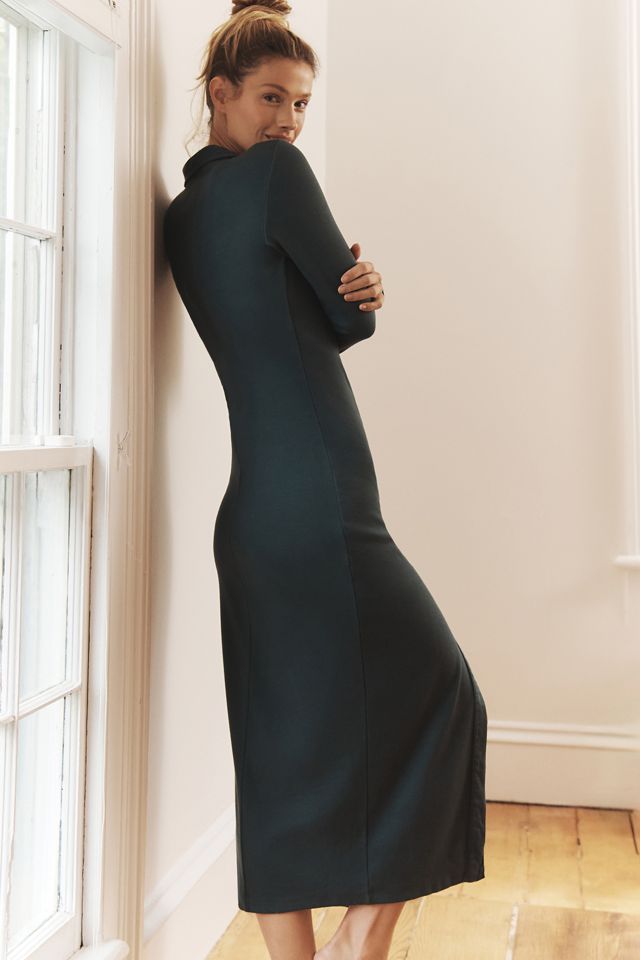 Stateside Long-Sleeve Button-Front Lounge Midi Dress | Anthropologie