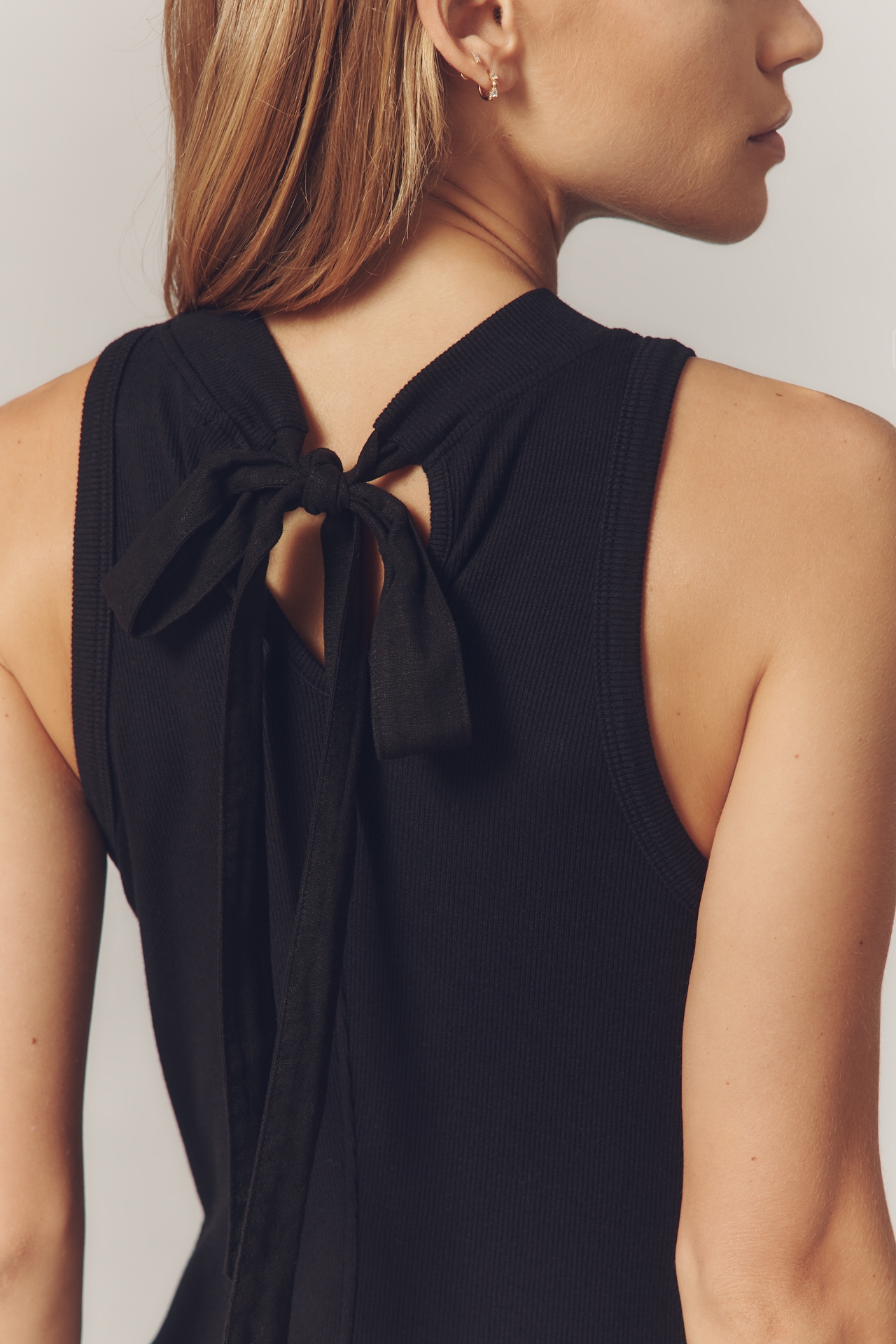 Stateside Linen Blend Bubble-Hem Mini Dress
