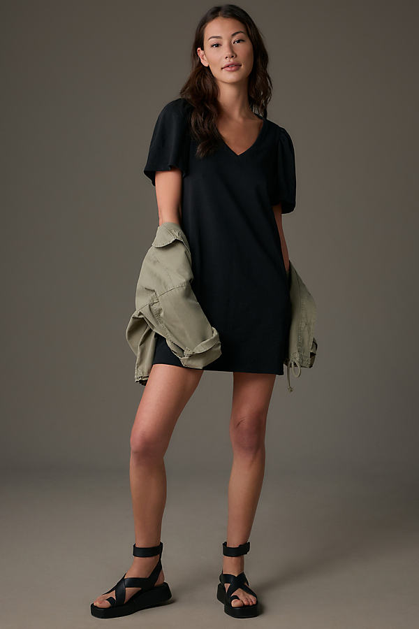 Shop Nation Ltd Mallory Flutter-sleeve Mini Dress In Black