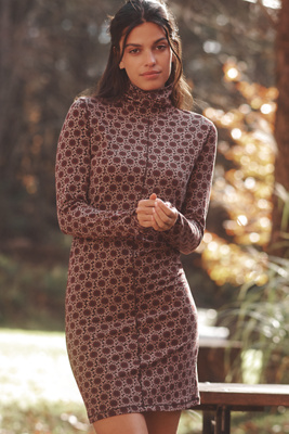 NATION LTD ASTRID LONG-SLEEVE TURTLENECK MINI DRESS 