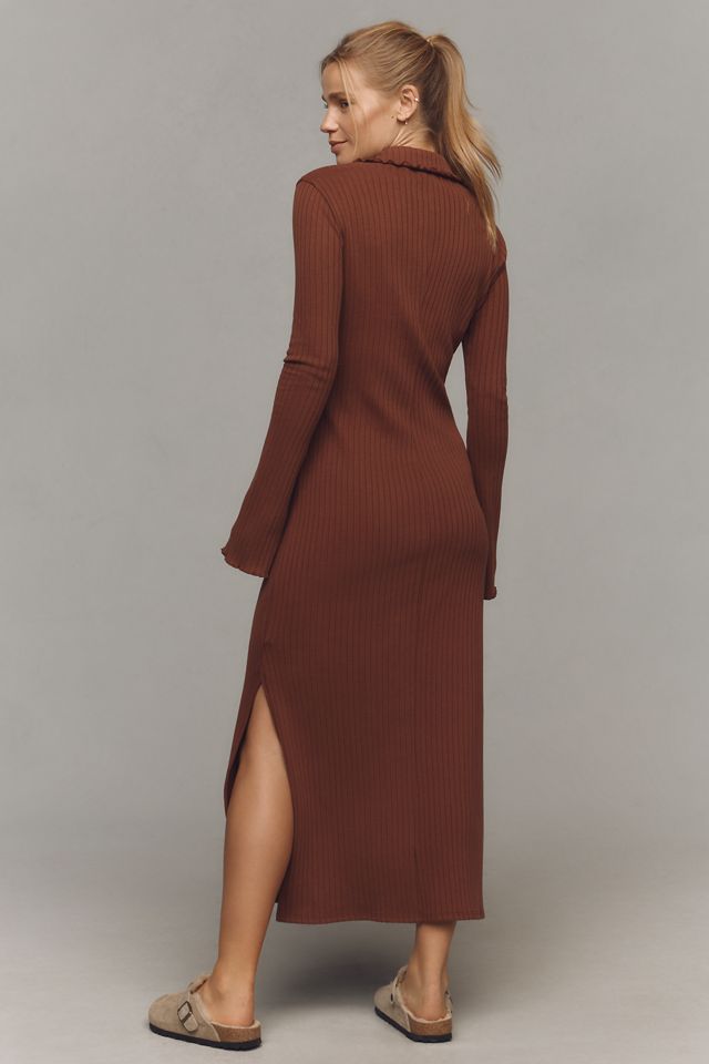 Nation Los Angeles Rennie Long-Sleeve Collared Knit Midi Dress #2