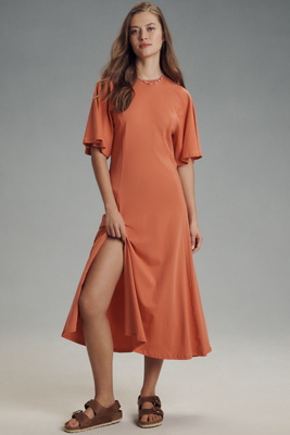 NATION LTD MILEY SHORT-SLEEVE RAGLAN MIDI DRESS 