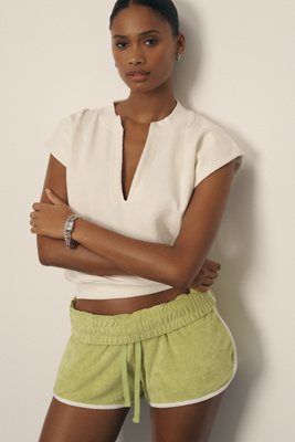 Nation Los Angeles Lenon Cap-sleeve Cropped Sweatshirt Top