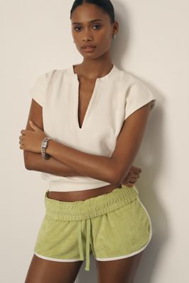 Nation Los Angeles Lenon Cap-Sleeve Crop Sweatshirt