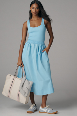 Nation Ltd Sadelle Clean Combo Midi Dress In Day Dream