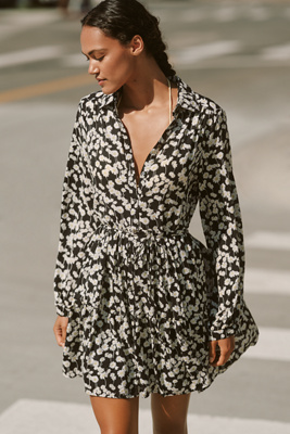 Nation Los Angeles Sabreena Long-sleeve Mini Dress In Black