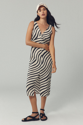 Nation Los Angeles Kimora Sleeveless V-neck Midi Dress In Black