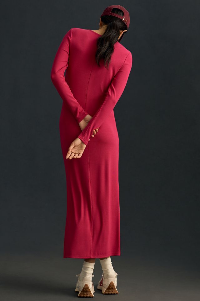 Bordeaux Long-Sleeve Maxi Dress #1